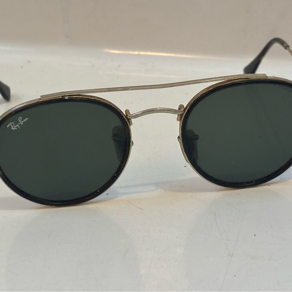 Ray-Ban Gold and Black Round Sunglasses